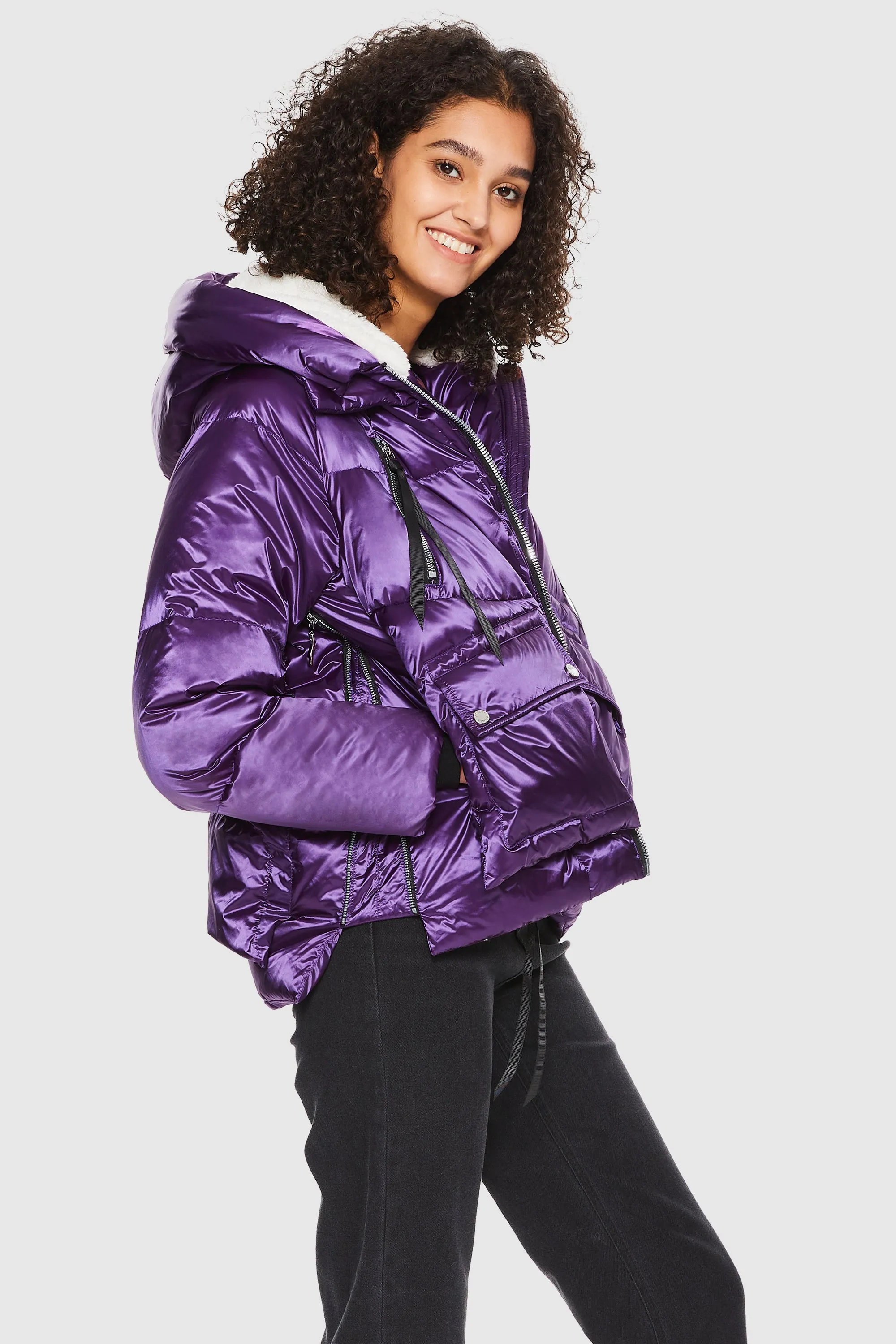 092 Cosmos Cropped Metallic Down Jacket