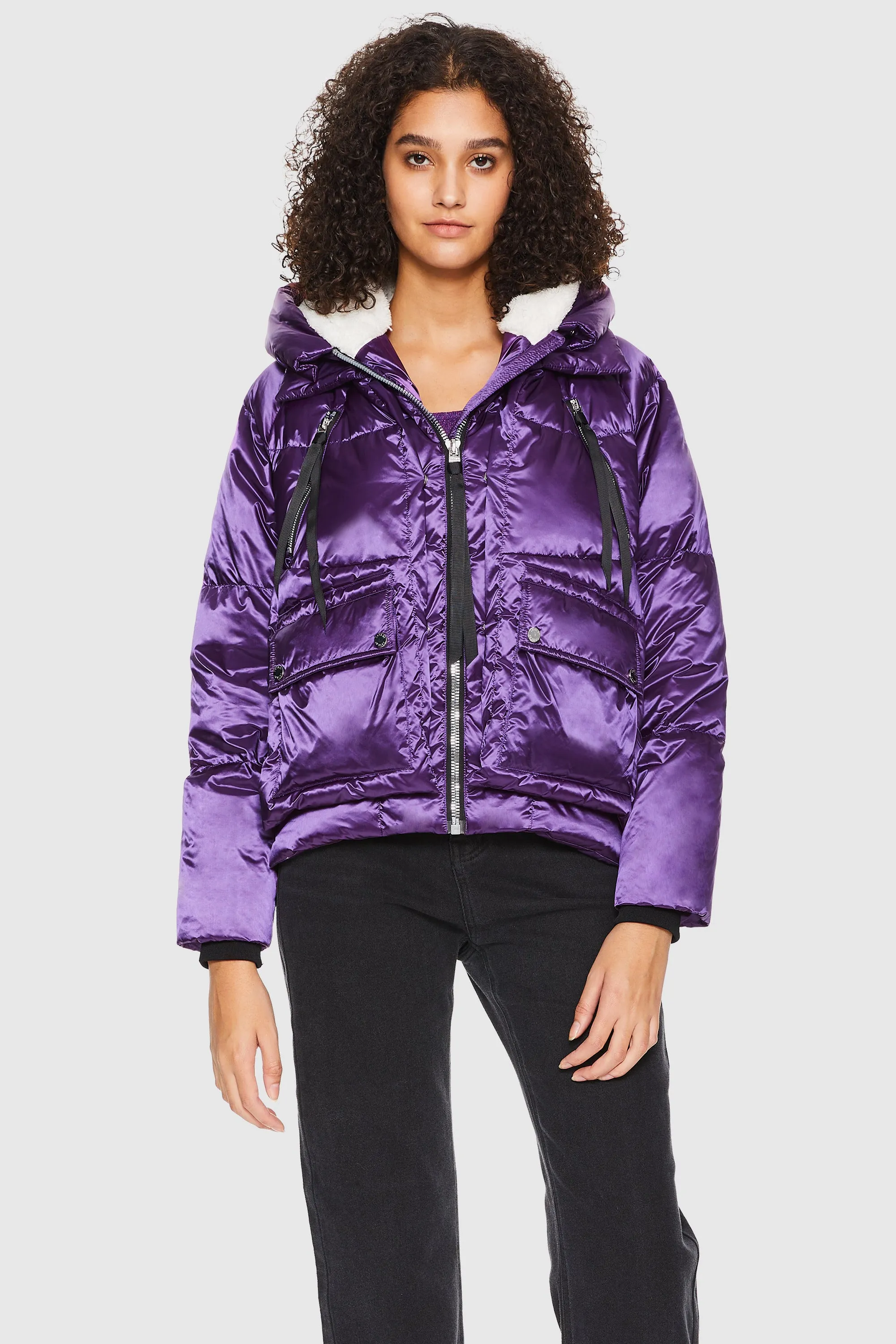 092 Cosmos Cropped Metallic Down Jacket