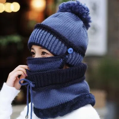 3 Pieces Thick Casual Warm Knitted Winter Beanie