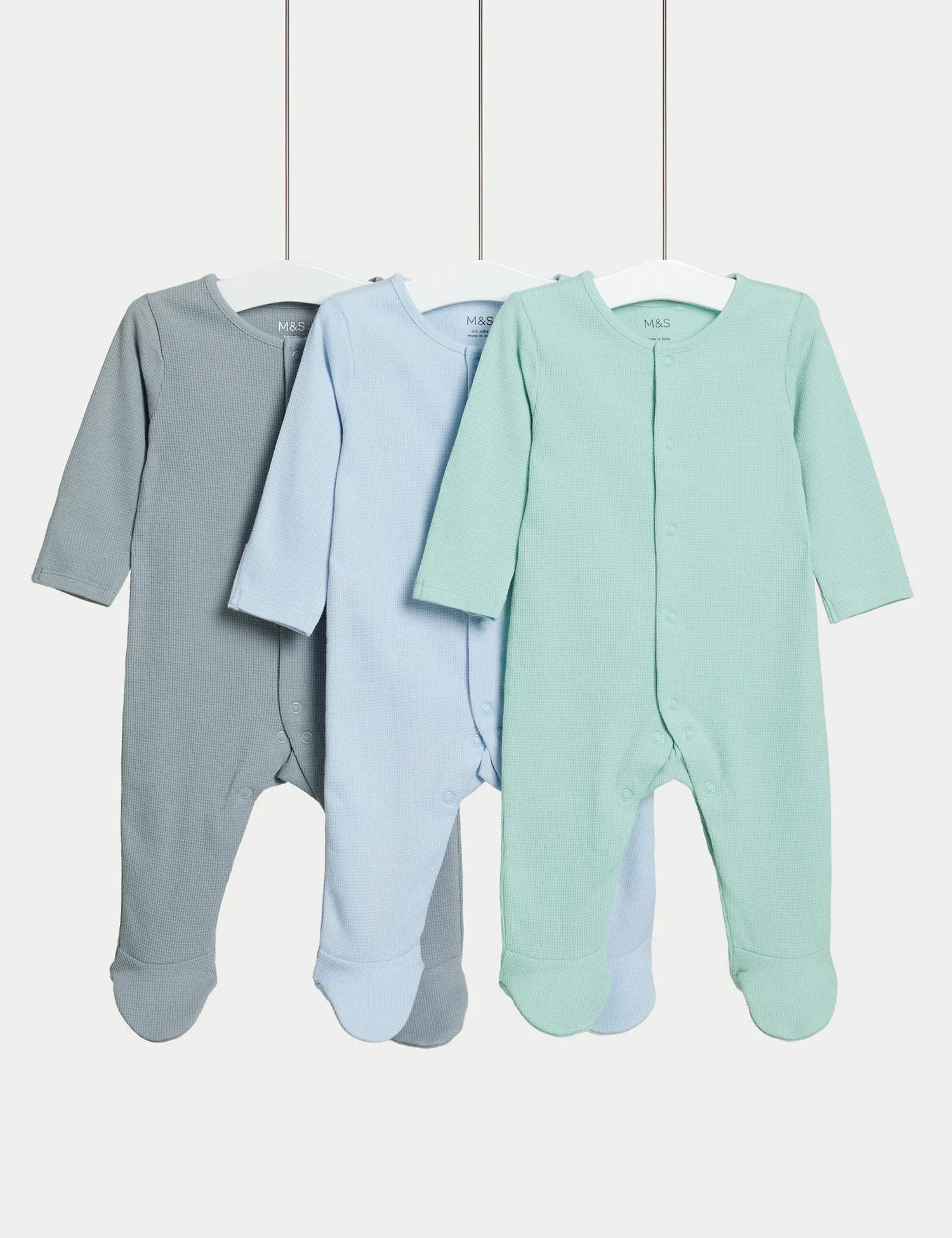 3pk Pure Cotton Sleepsuits