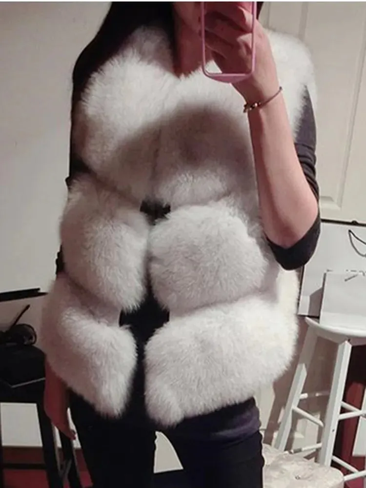 3XL Warm Fox Fur Vest