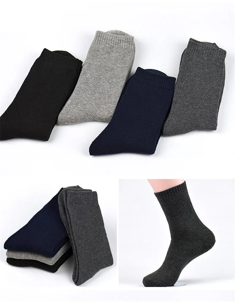 4pairs Winter Thick Warm Terry Classic Casual Thermal Socks for Men