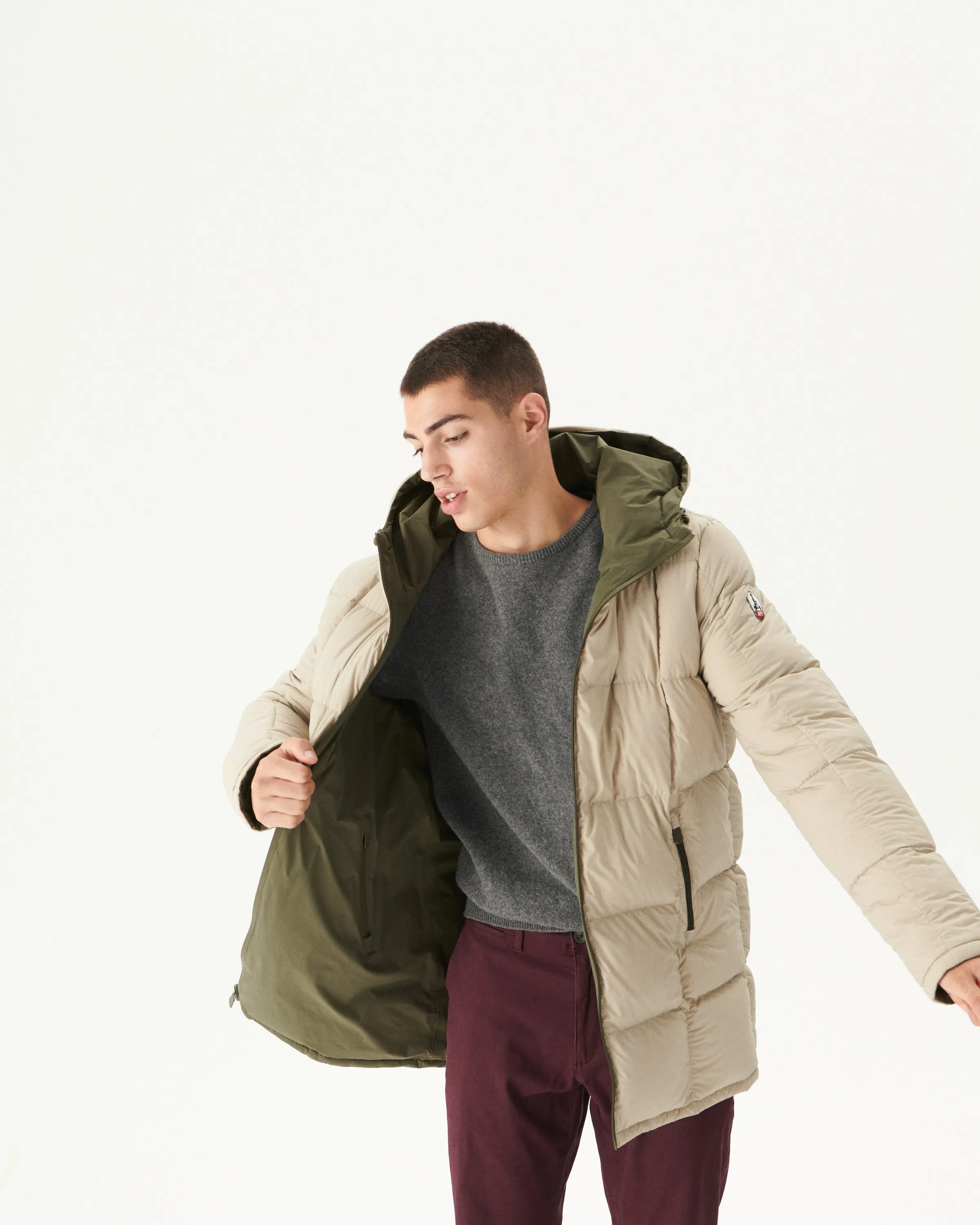 Army/Beige Warm hooded down jacket Toronto