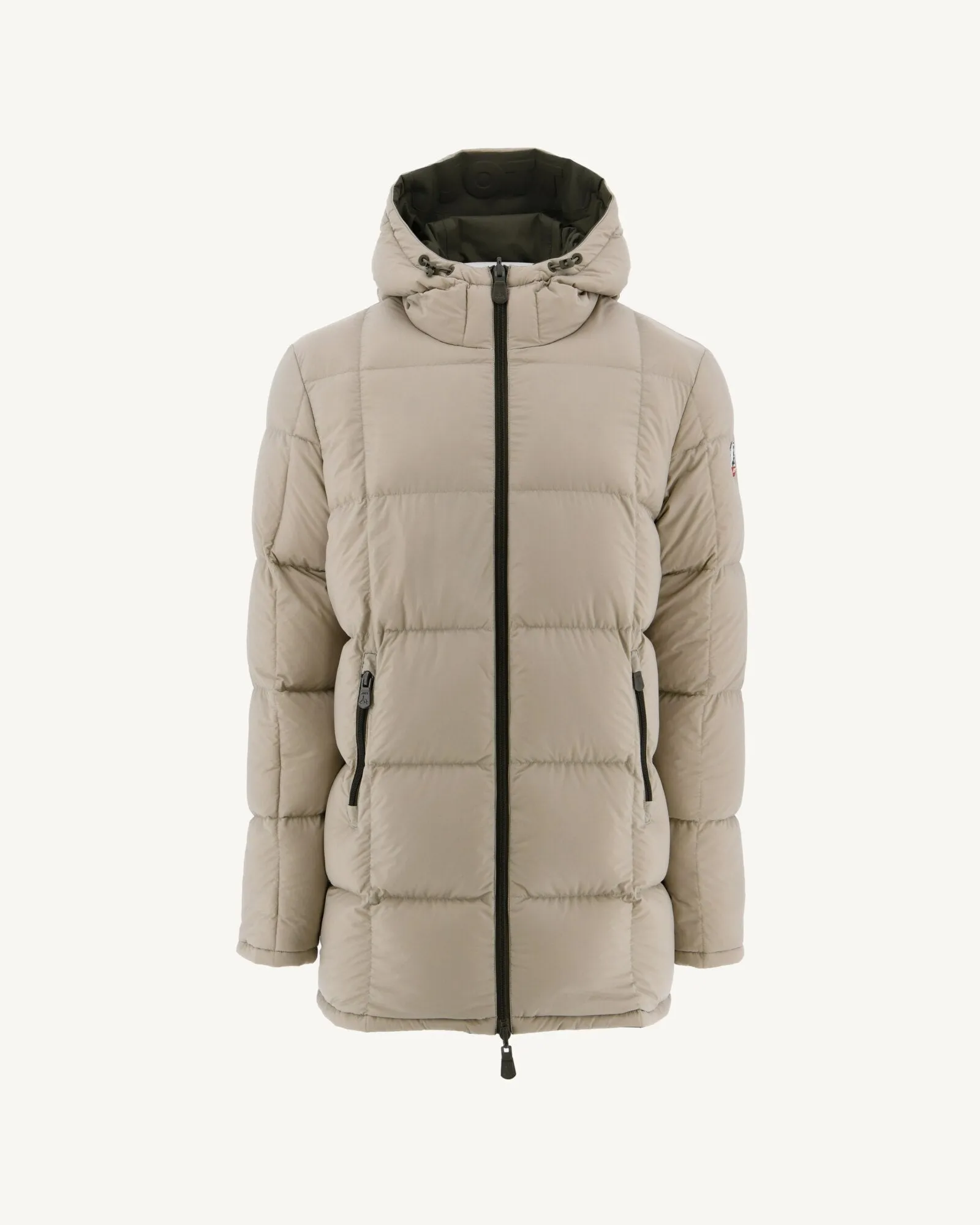 Army/Beige Warm hooded down jacket Toronto