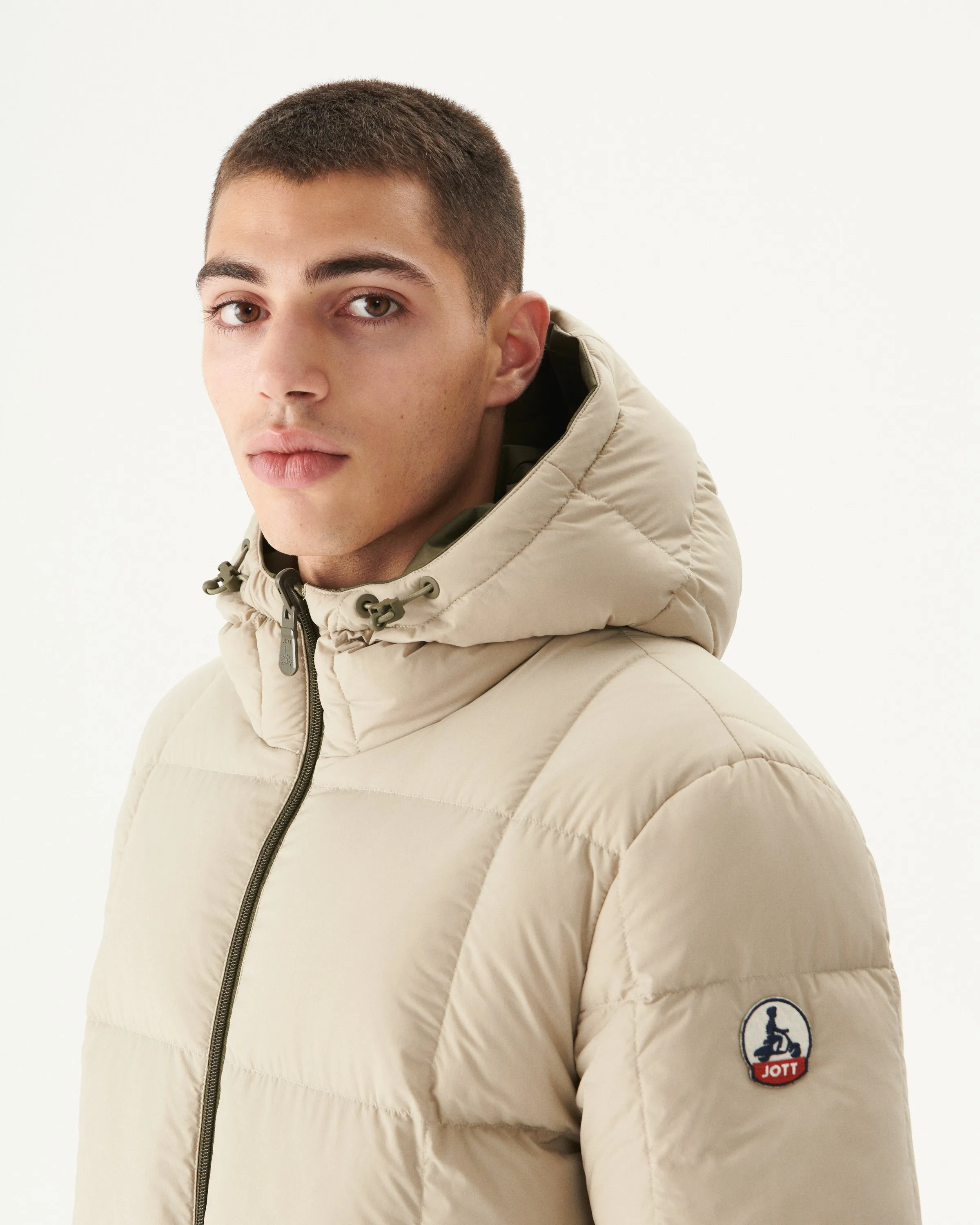 Army/Beige Warm hooded down jacket Toronto