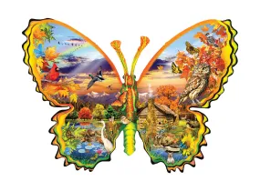 Autumn Butterfly Shaped Jigsaw Puzzle