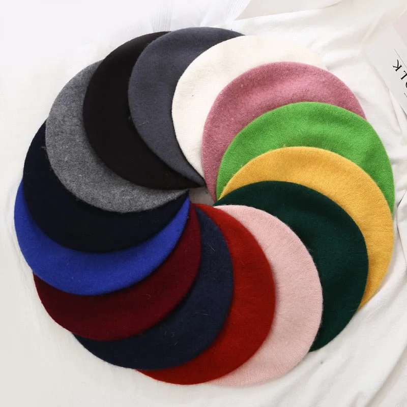 Autumn Winter Classic Unisex Imitation Solid Wool Warm Beanie Beret Hat