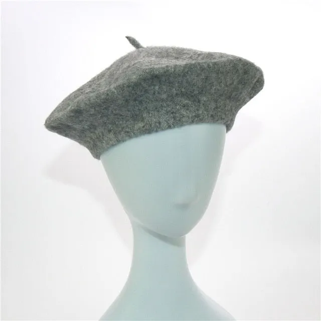 Autumn Winter Classic Unisex Imitation Solid Wool Warm Beanie Beret Hat