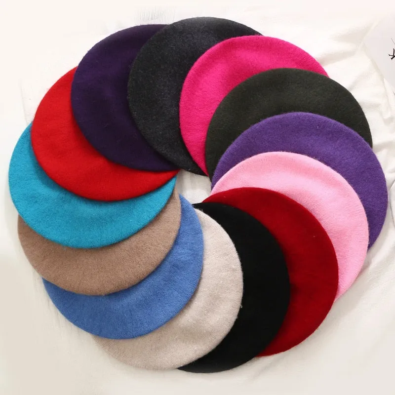 Autumn Winter Classic Unisex Imitation Solid Wool Warm Beanie Beret Hat