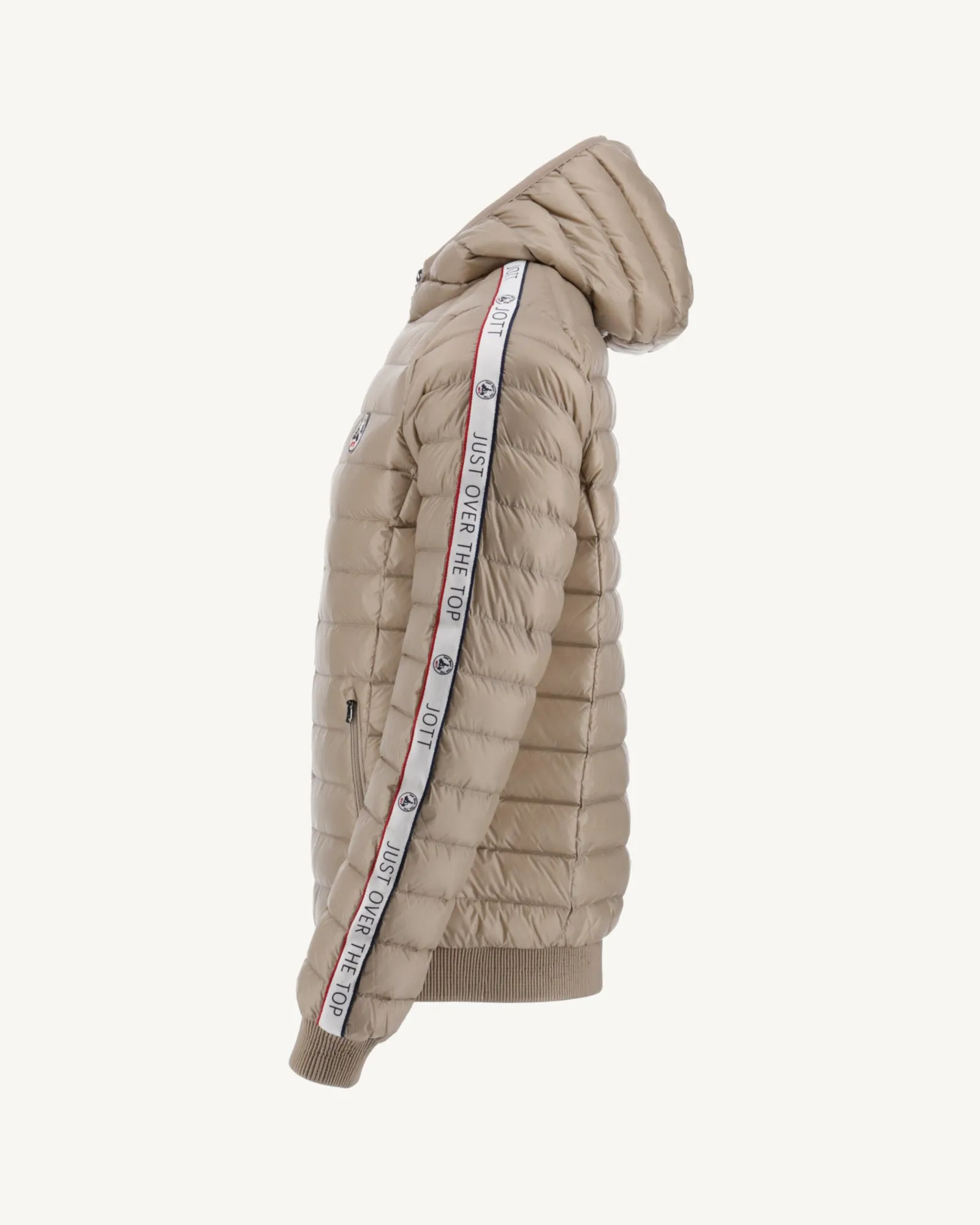 Beige Hooded down jacket Colin