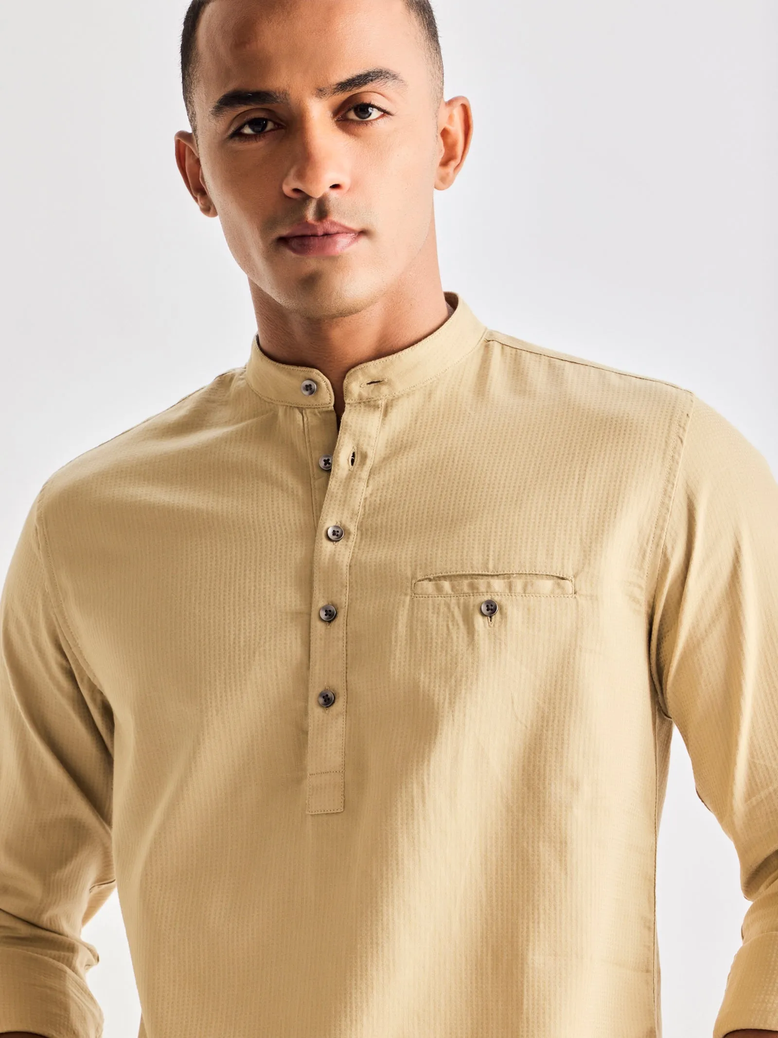 Beige Pure Cotton Kurta