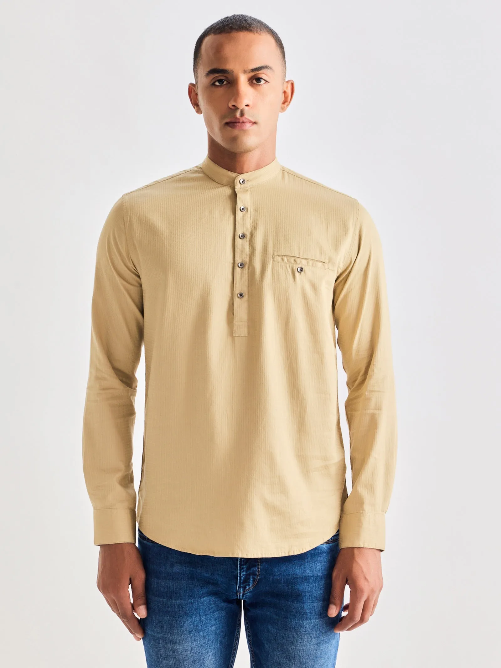 Beige Pure Cotton Kurta