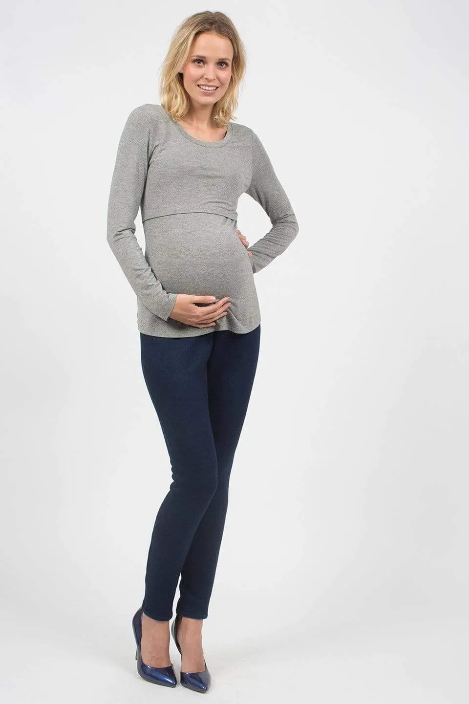 Benicia Maternity Pants Winter Tights Navy