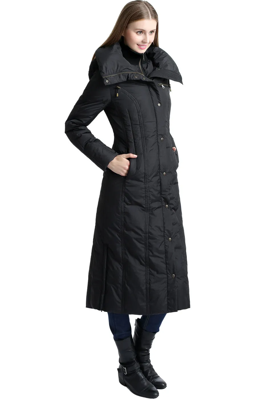 BGSD Women's "Lacey" Water Resistant Hooded Long Down Puffer Coat