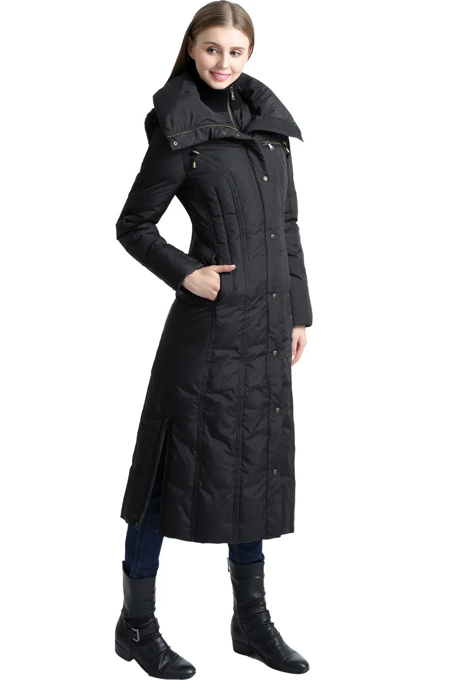 BGSD Women's "Lacey" Water Resistant Hooded Long Down Puffer Coat