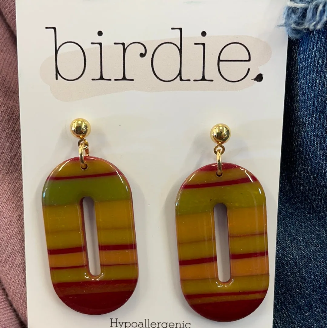 Birdie Autumn Glossy Oval Earrings