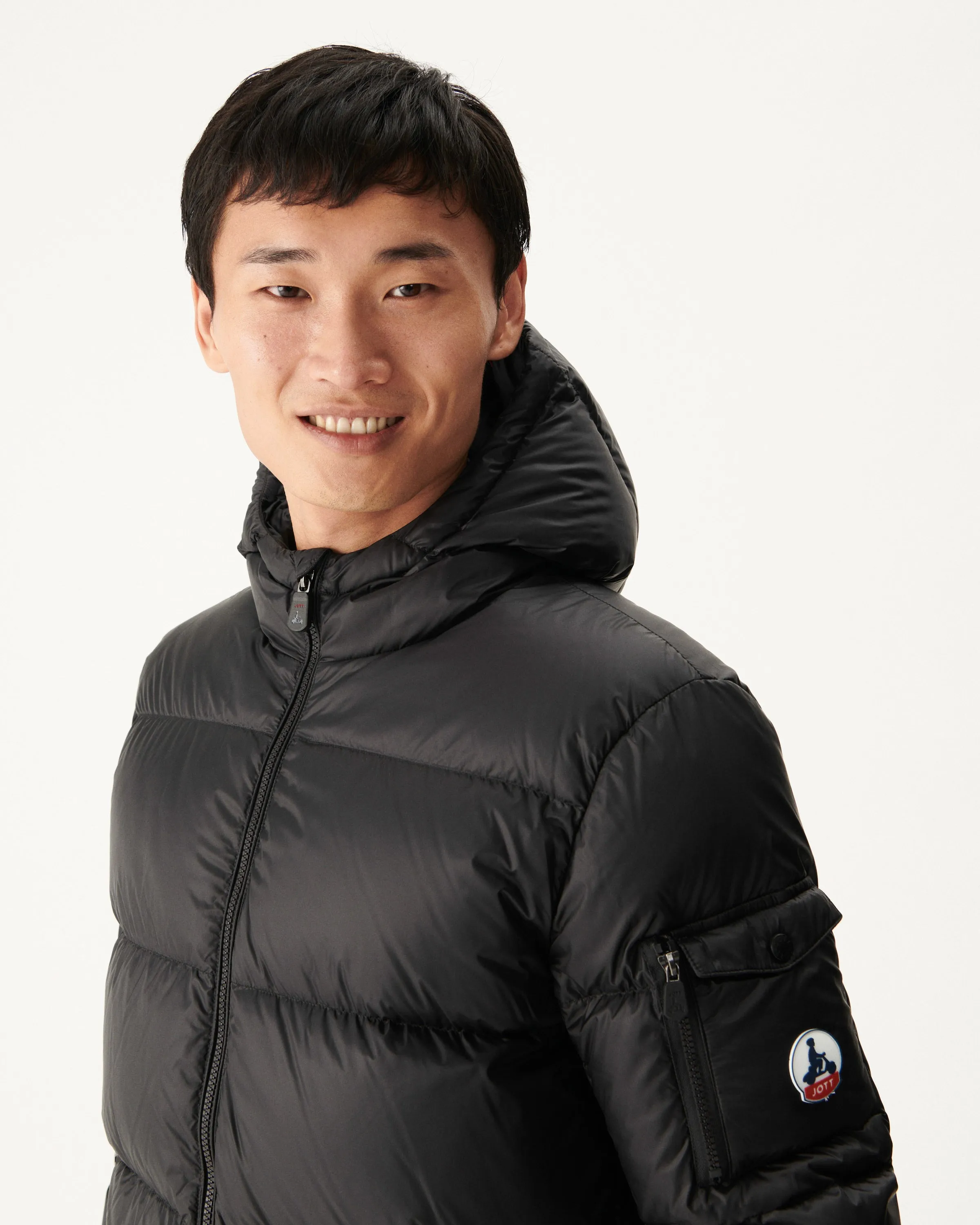 Black Hooded down jacket Java