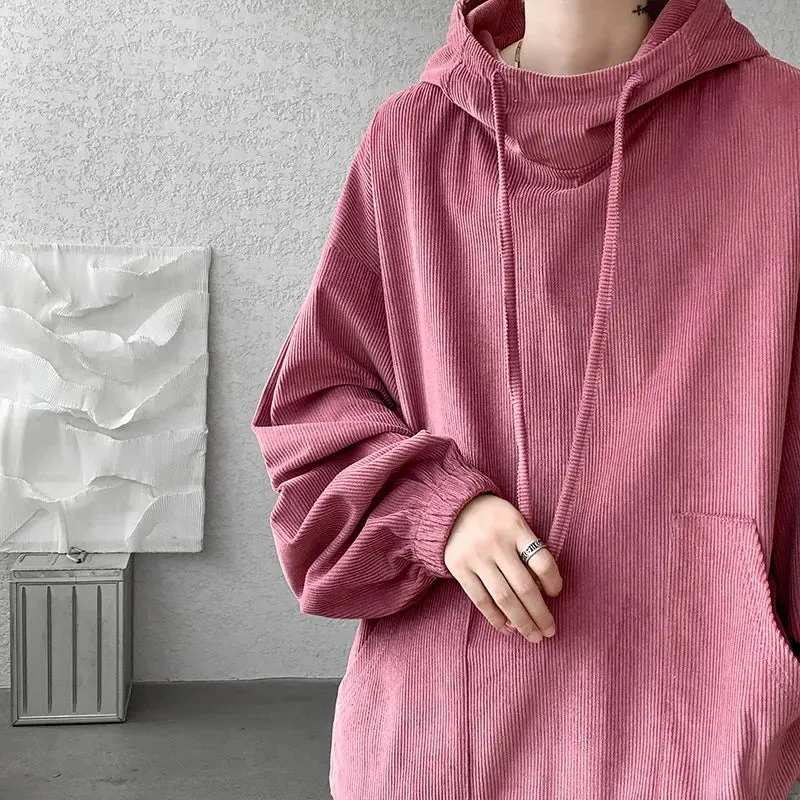 BONSIR  -  Autumn Stand Collar Hoodies Sweatshirts Men Woman Fashion Pink Black Khaki Hip Hop Hoody Male Brand Casual Loose Tops