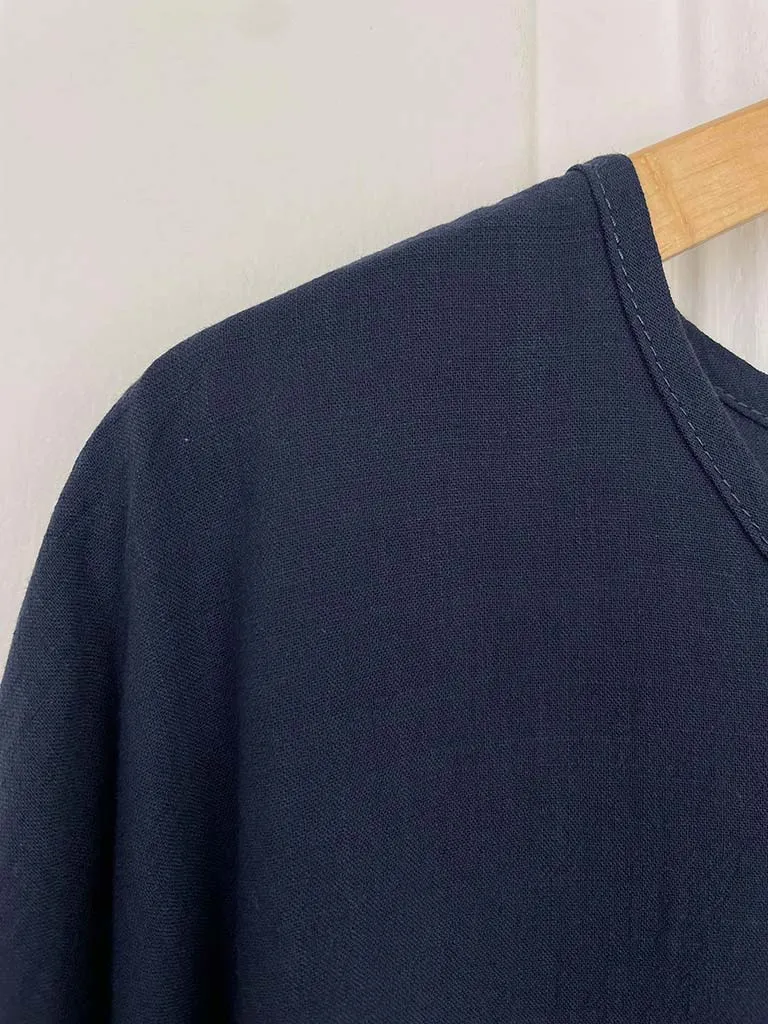 Boxy Cotton Tee - Navy