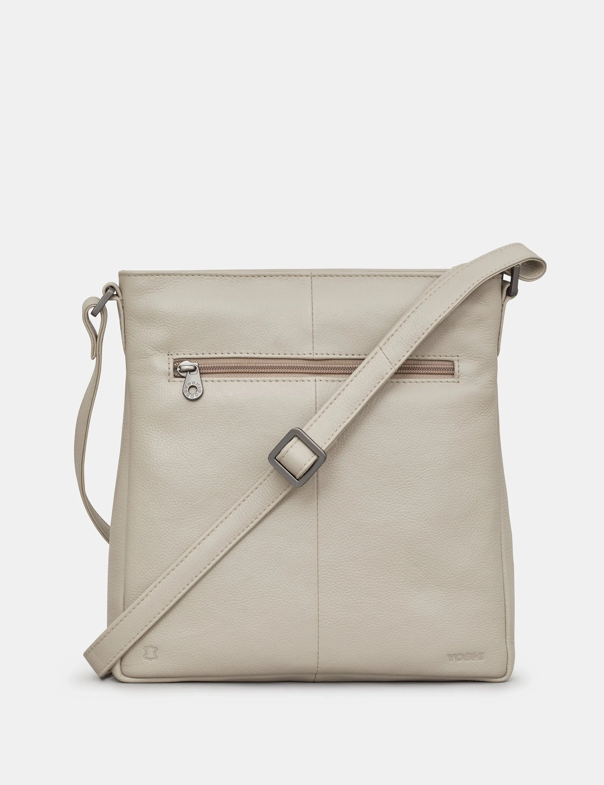 Bryant Warm Grey Leather Cross Body Bag