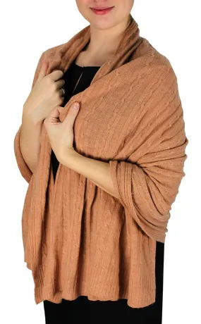 Cable Knit Warm Soft Cashmere Wool Oversized Scarf Shawl