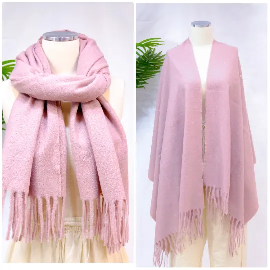 Cashmere Feel Warm Oversized Scarf with Fringe ( 12 Per Pack)