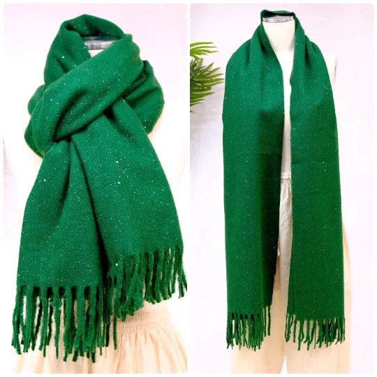 Cashmere Feel Warm Oversized Scarf with Fringe