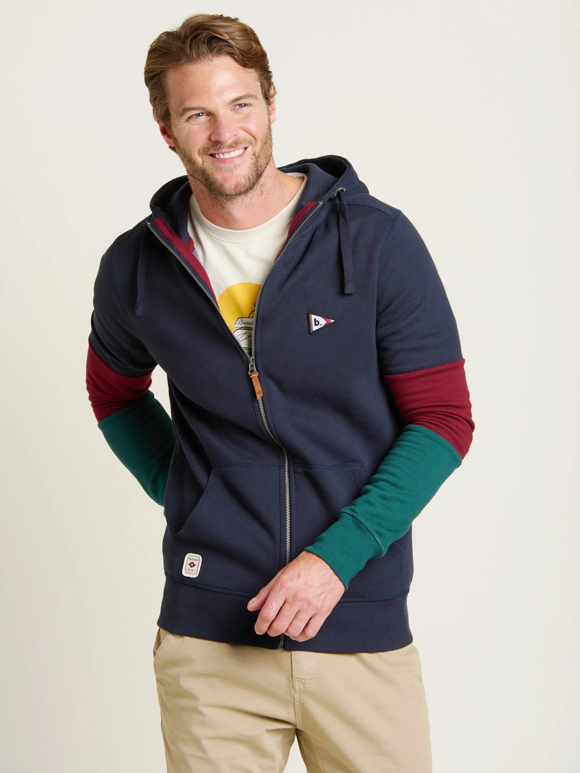 Colour Block Zip Thru Hoodie