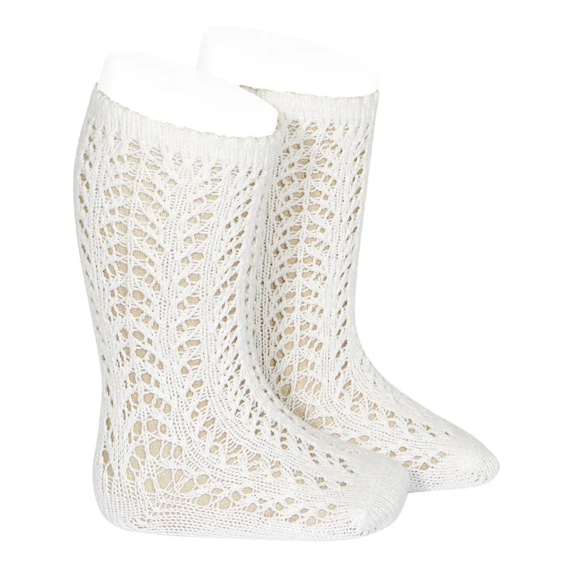 Condor Socks - Openwork, Warm Knee High - Cream