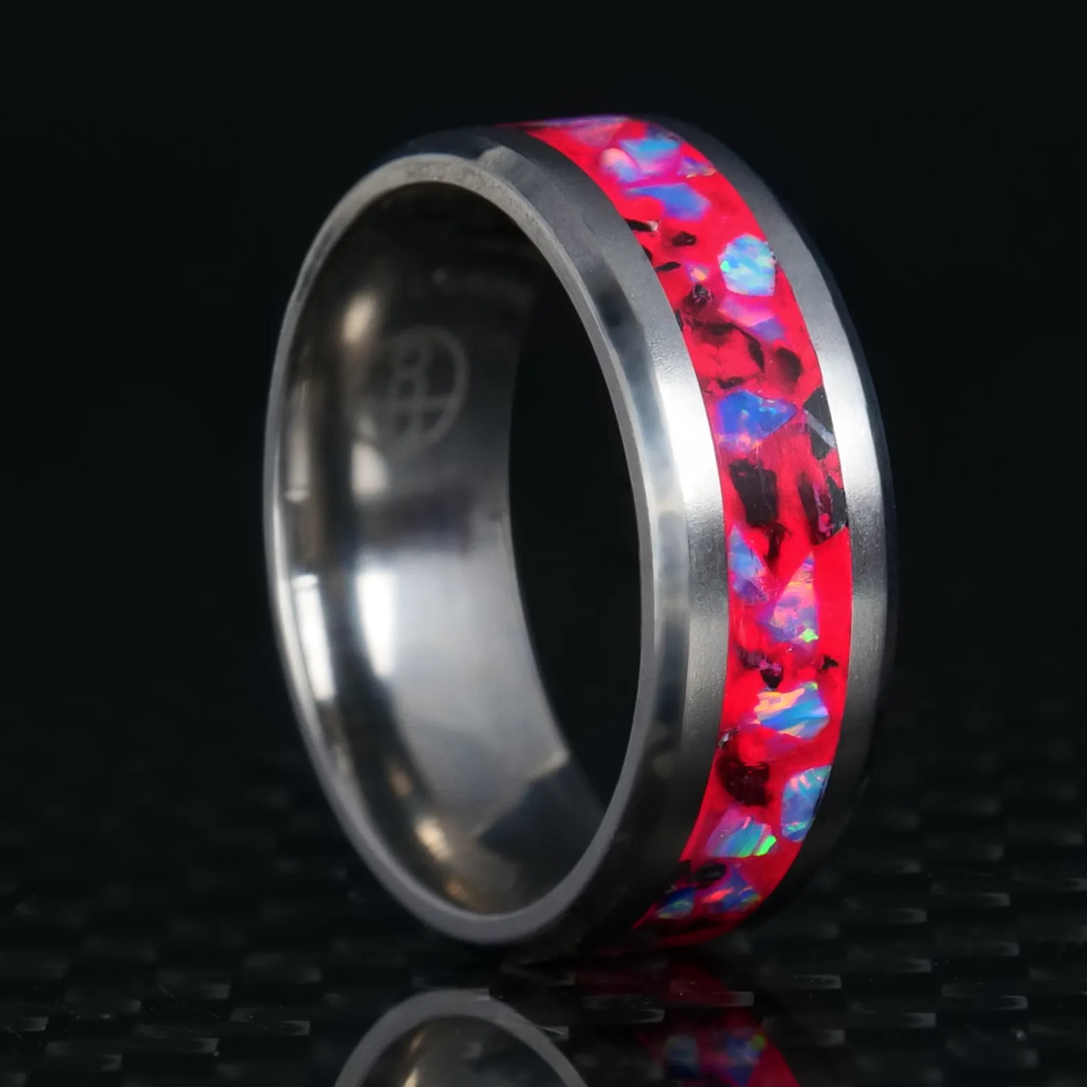 Cotton Candy Opal Glowstone Ring on Titanium