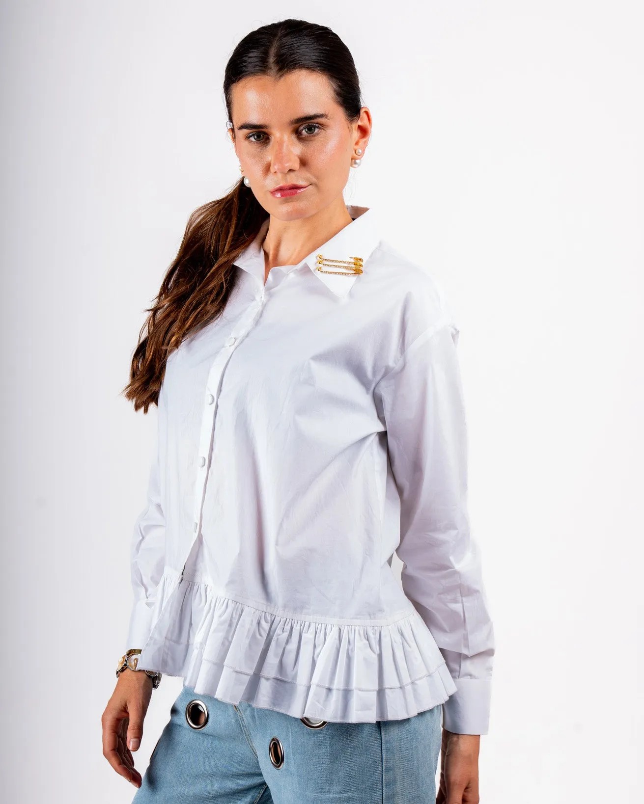 Cotton Ruffle Shirt