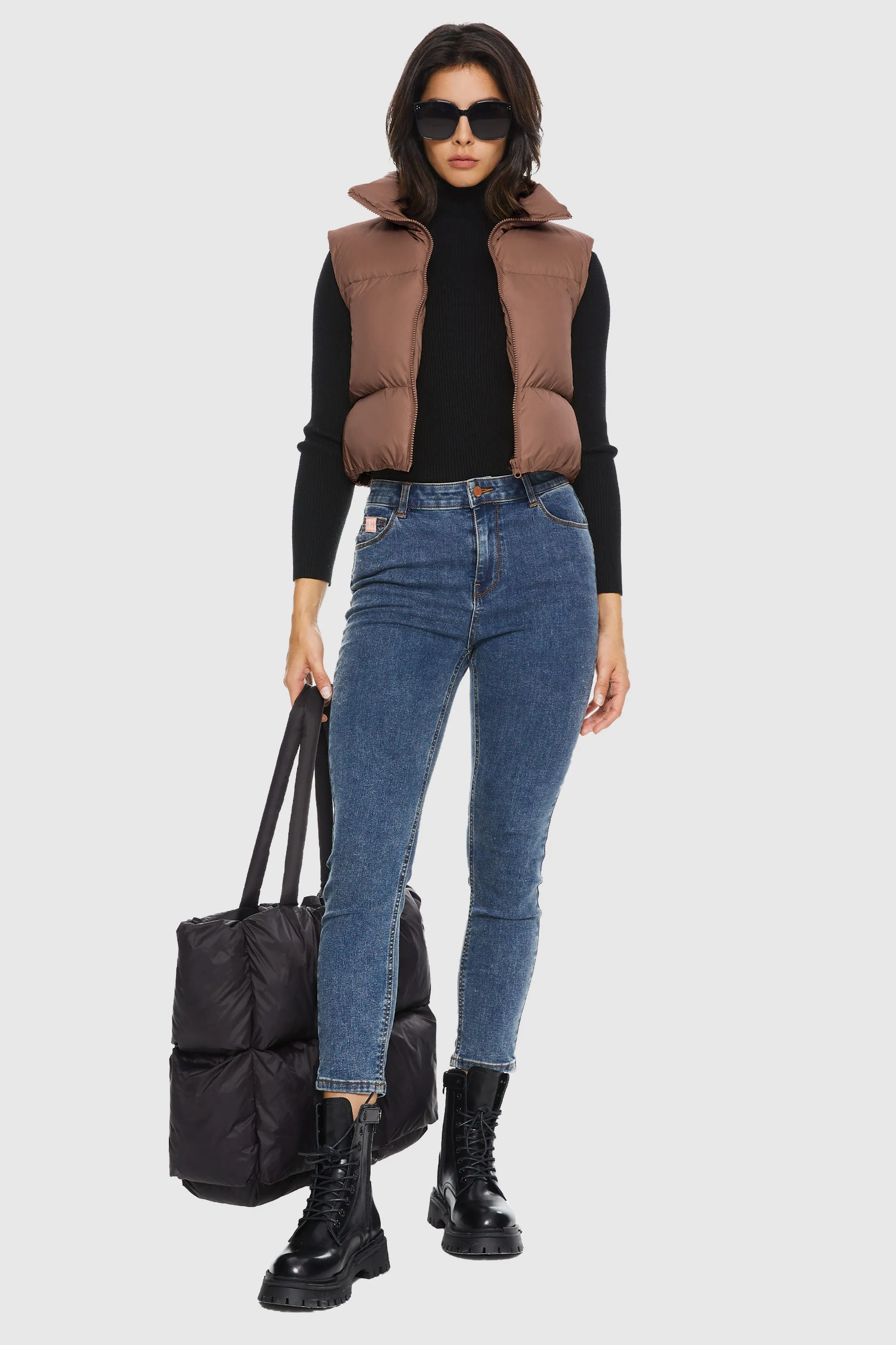 Cropped Puffer Down Vest