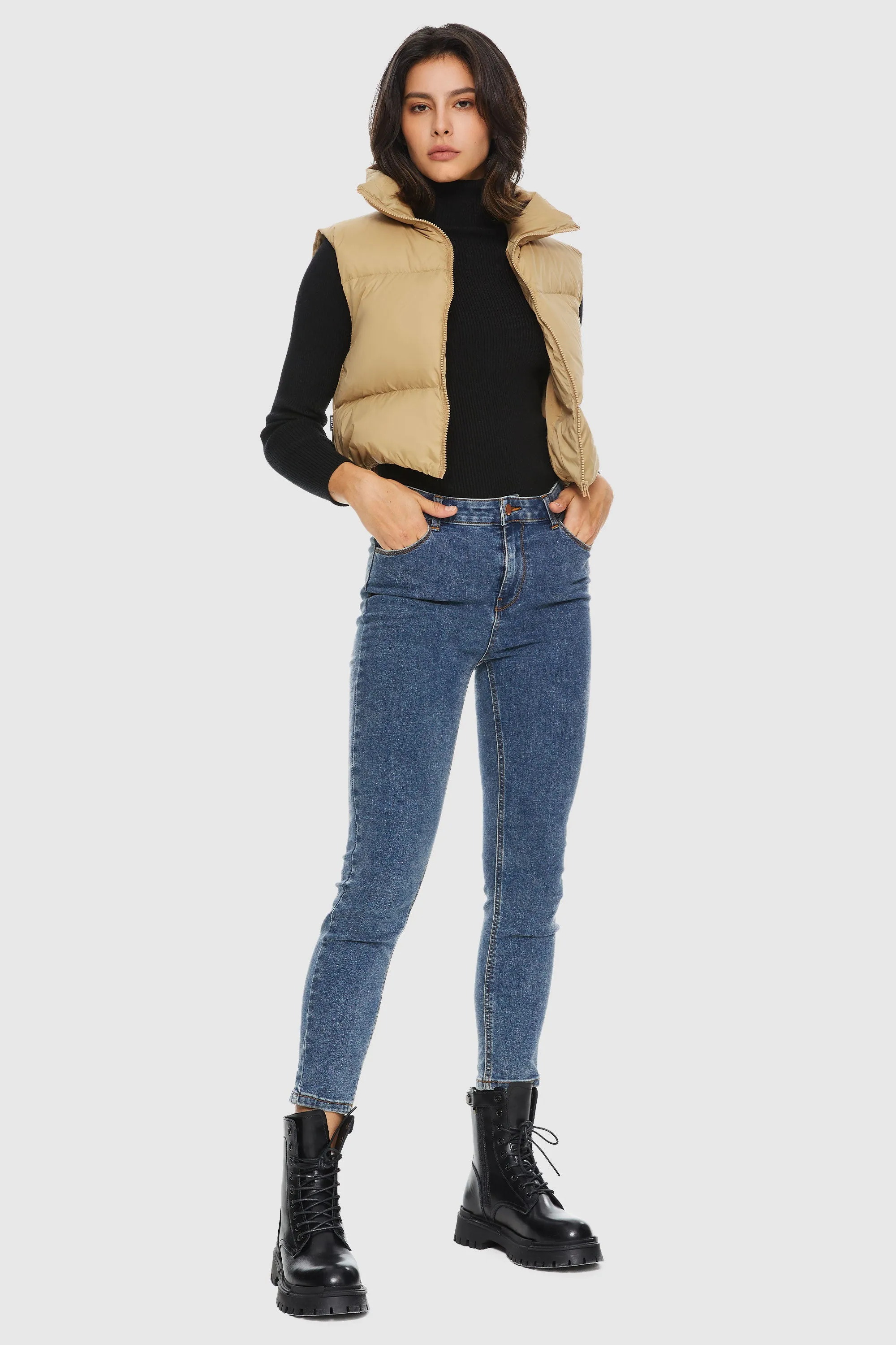 Cropped Puffer Down Vest