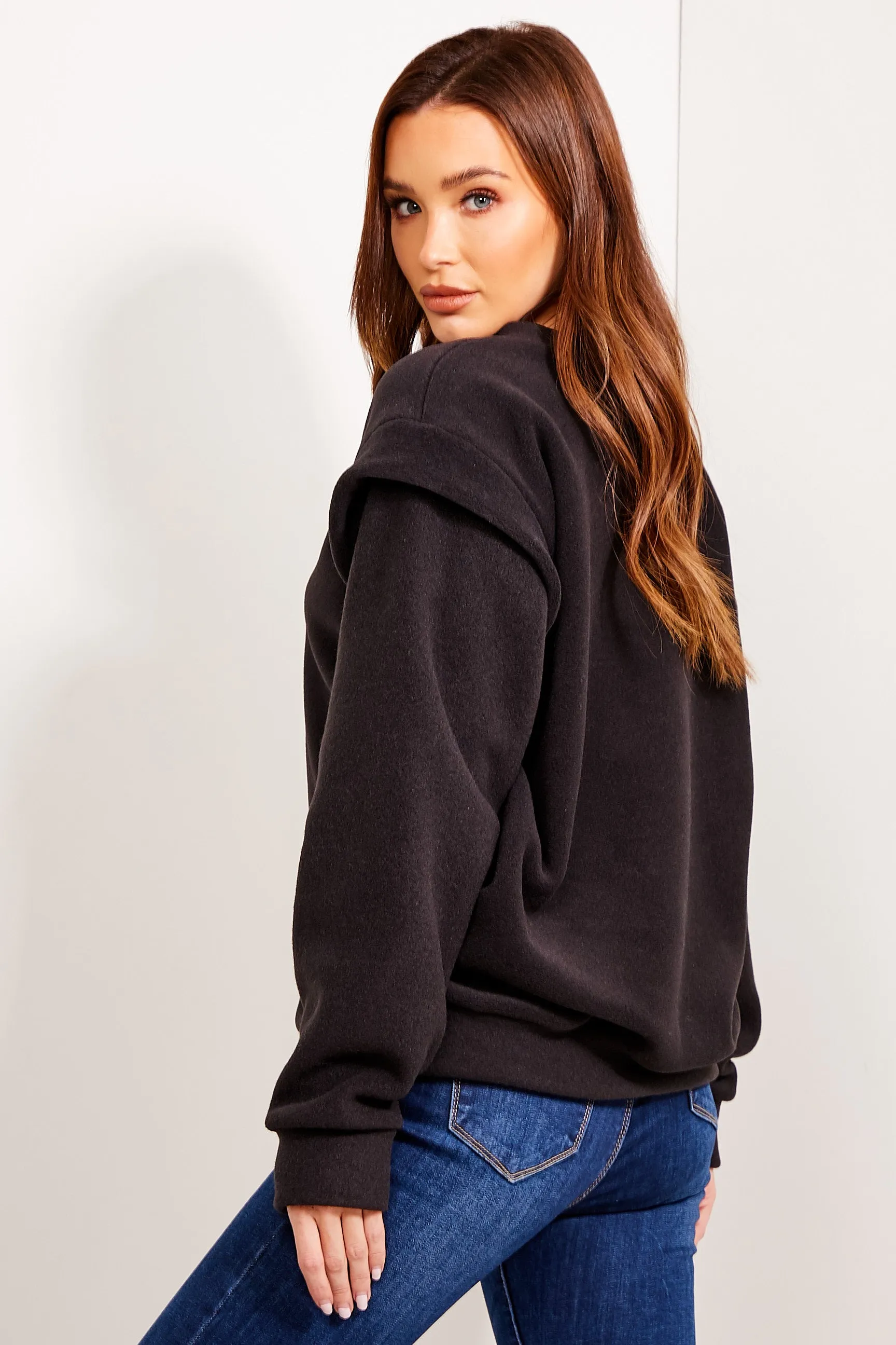 Dakota Black Fleece Oversized Sweatshirt