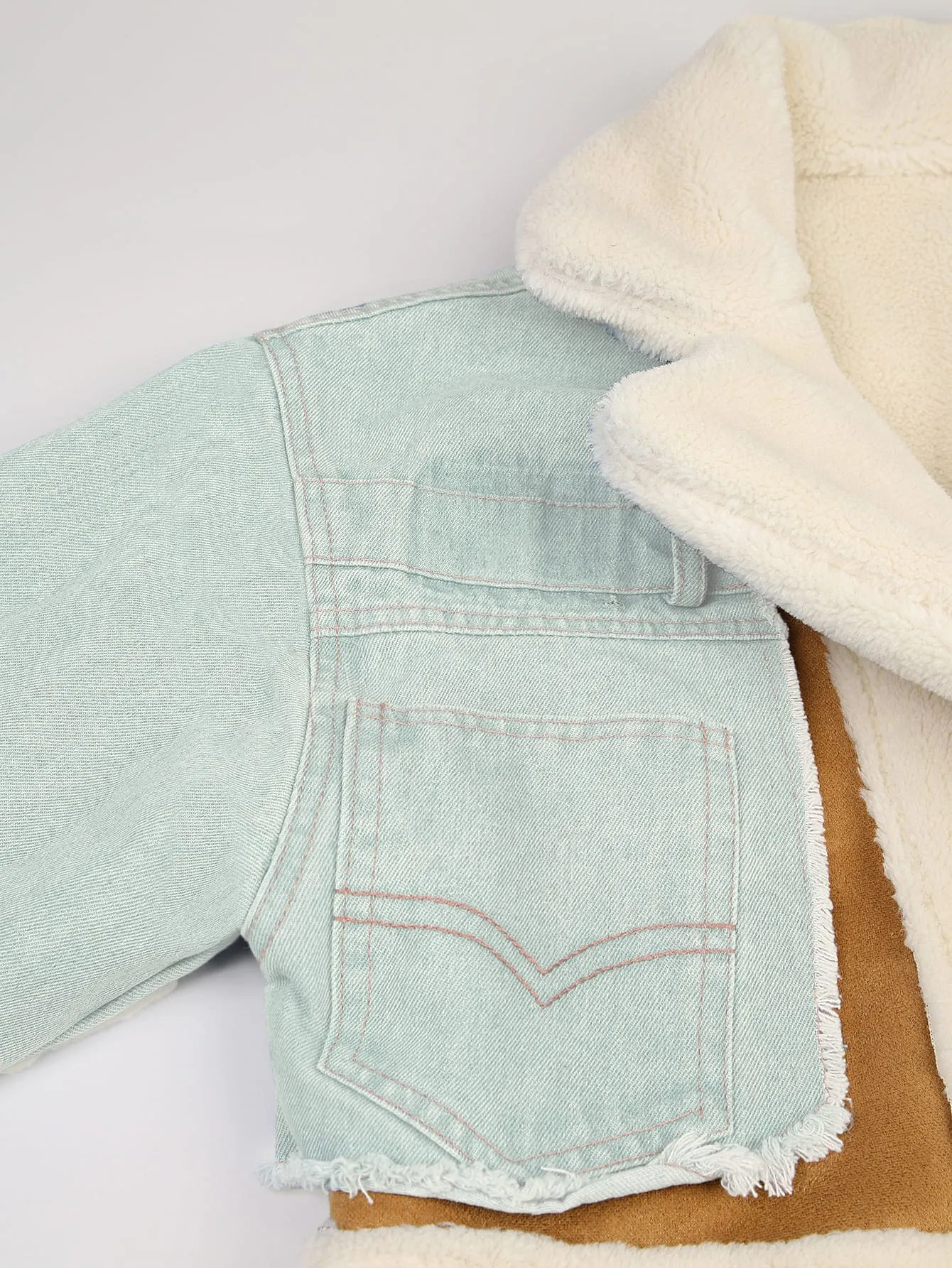 Denim Mix Media Cropped Winter Jacket