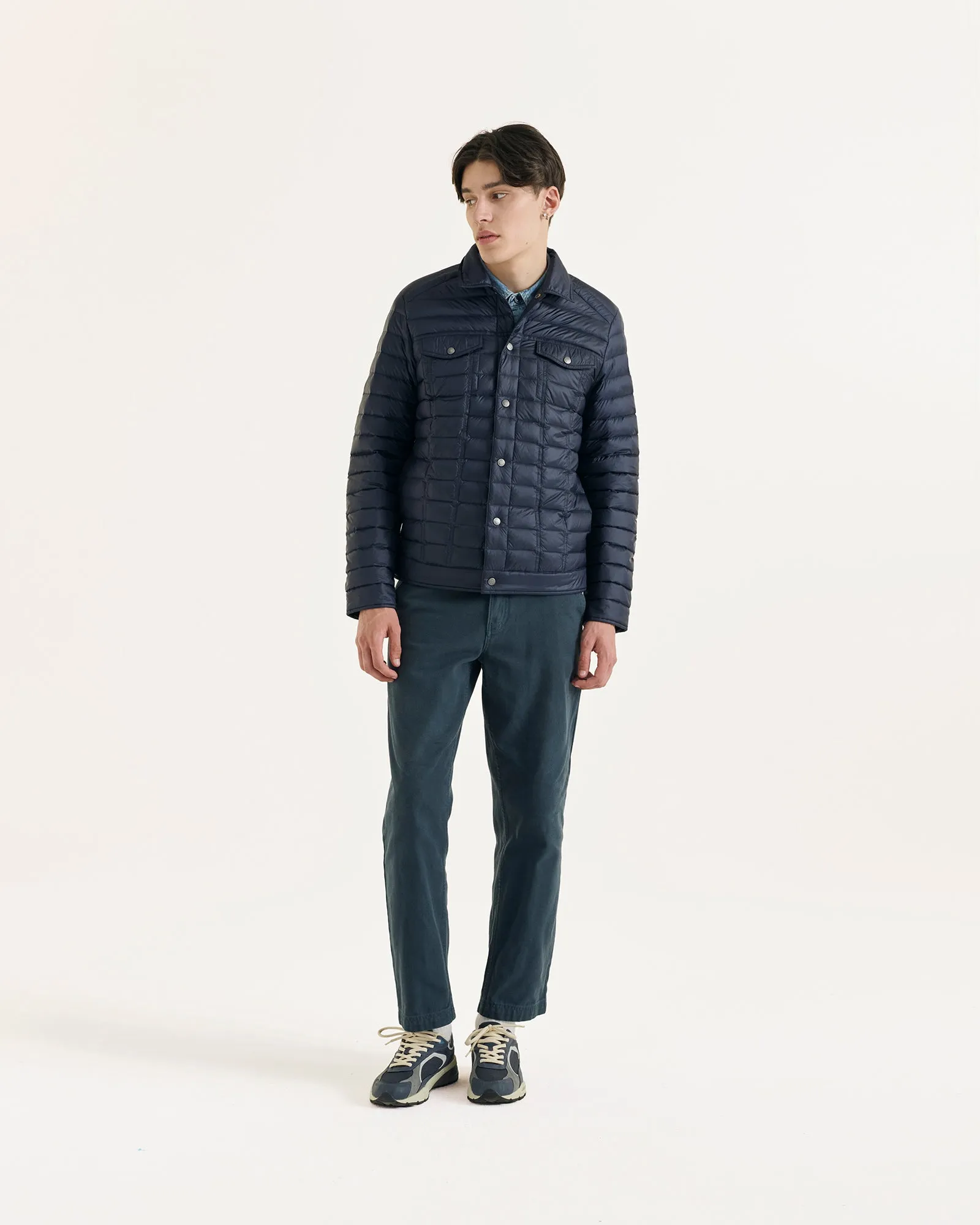 Elie denim-look down jacket Navy