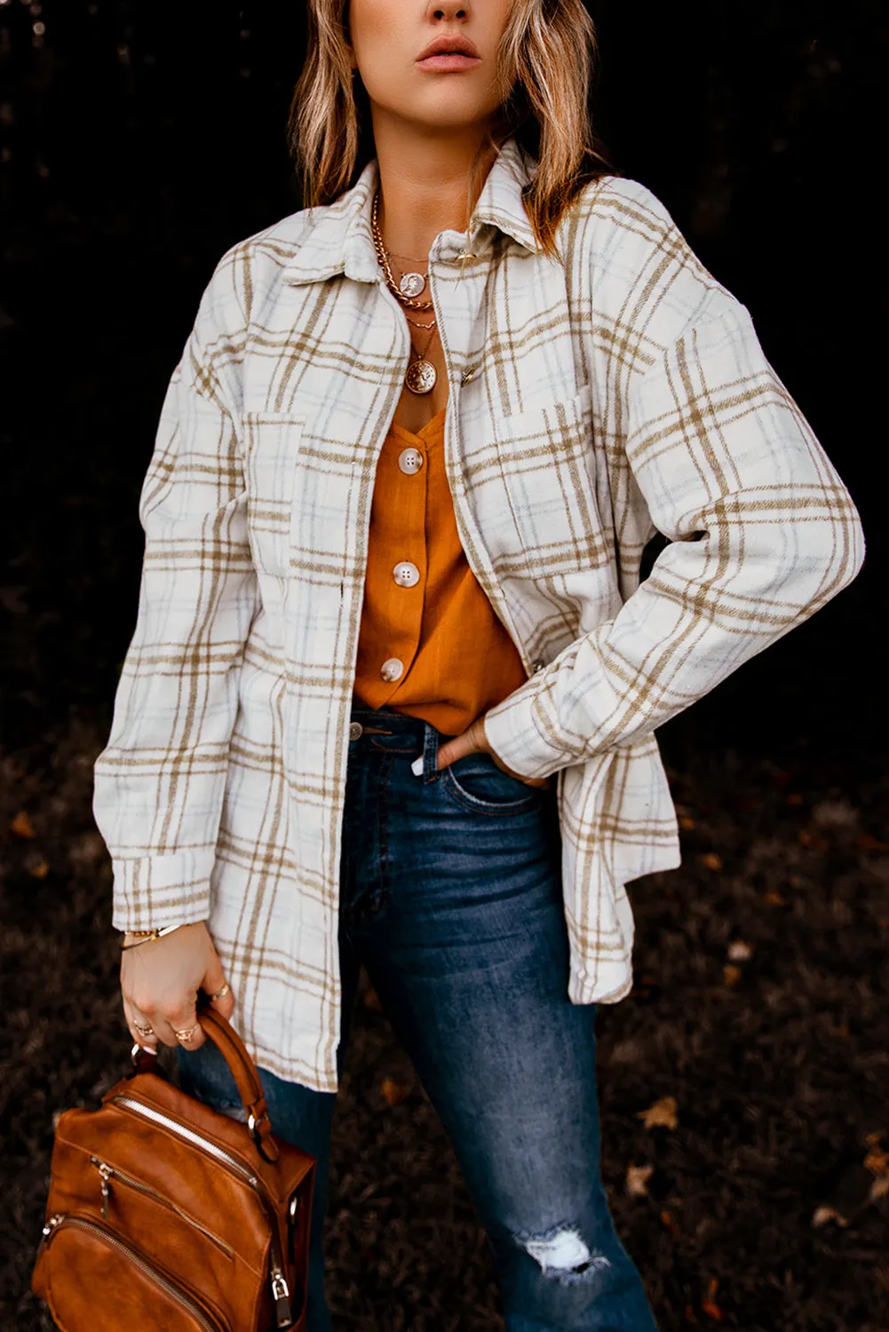 Fall Khaki Plaid Shacket