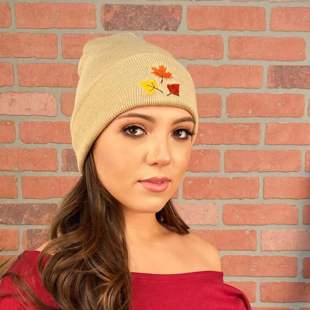 Fall Leaves Cuffed Beanie