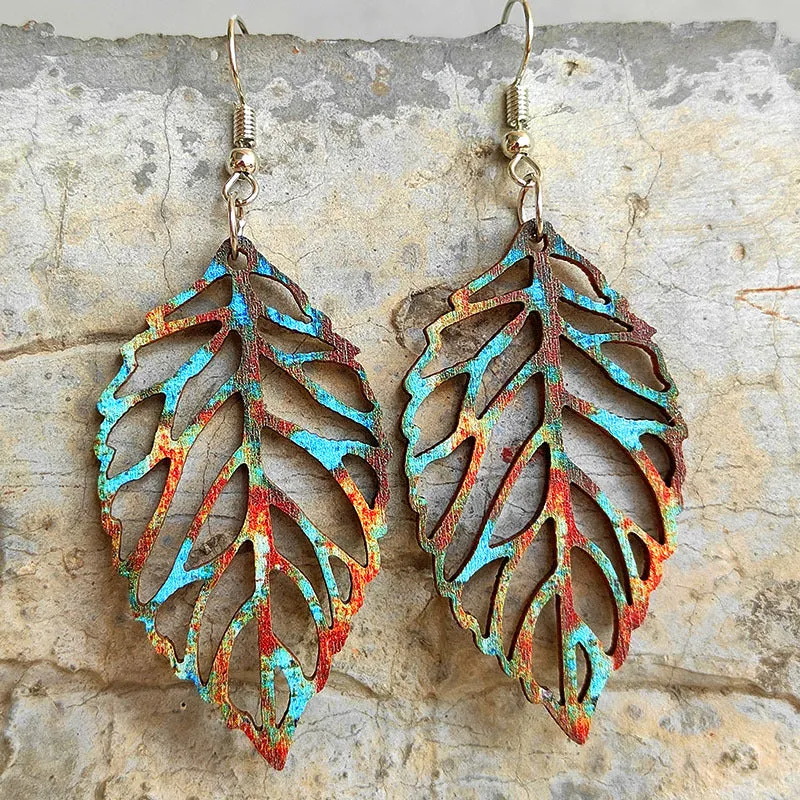 Fall Leaves Wooden Dangle Earrings