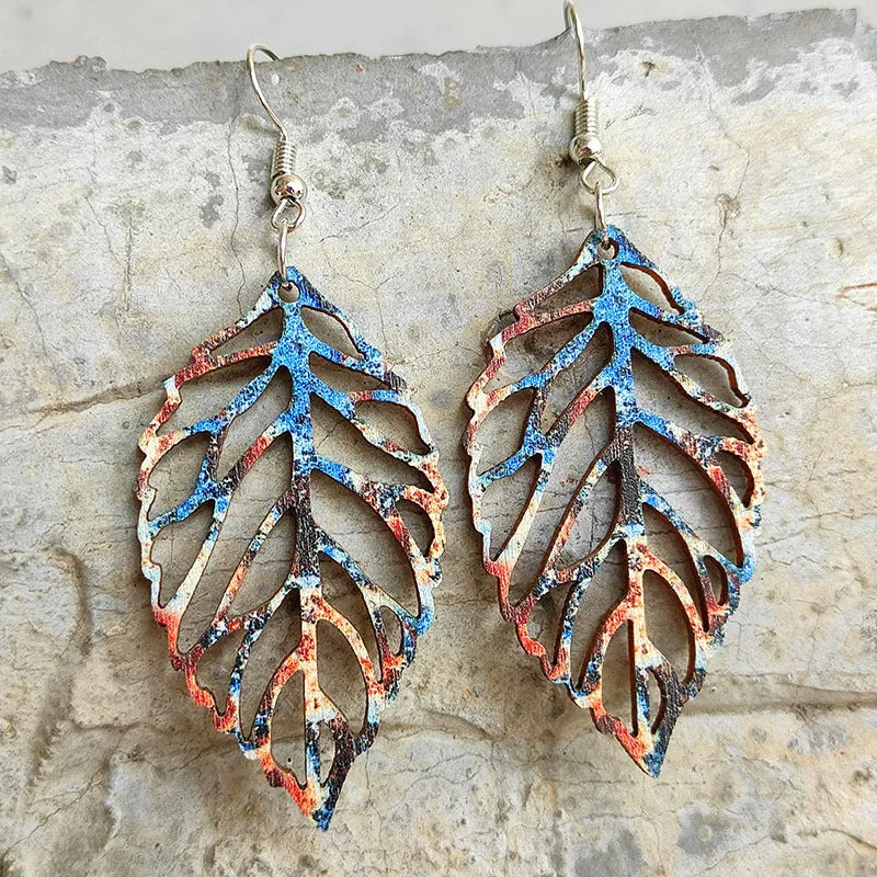 Fall Leaves Wooden Dangle Earrings