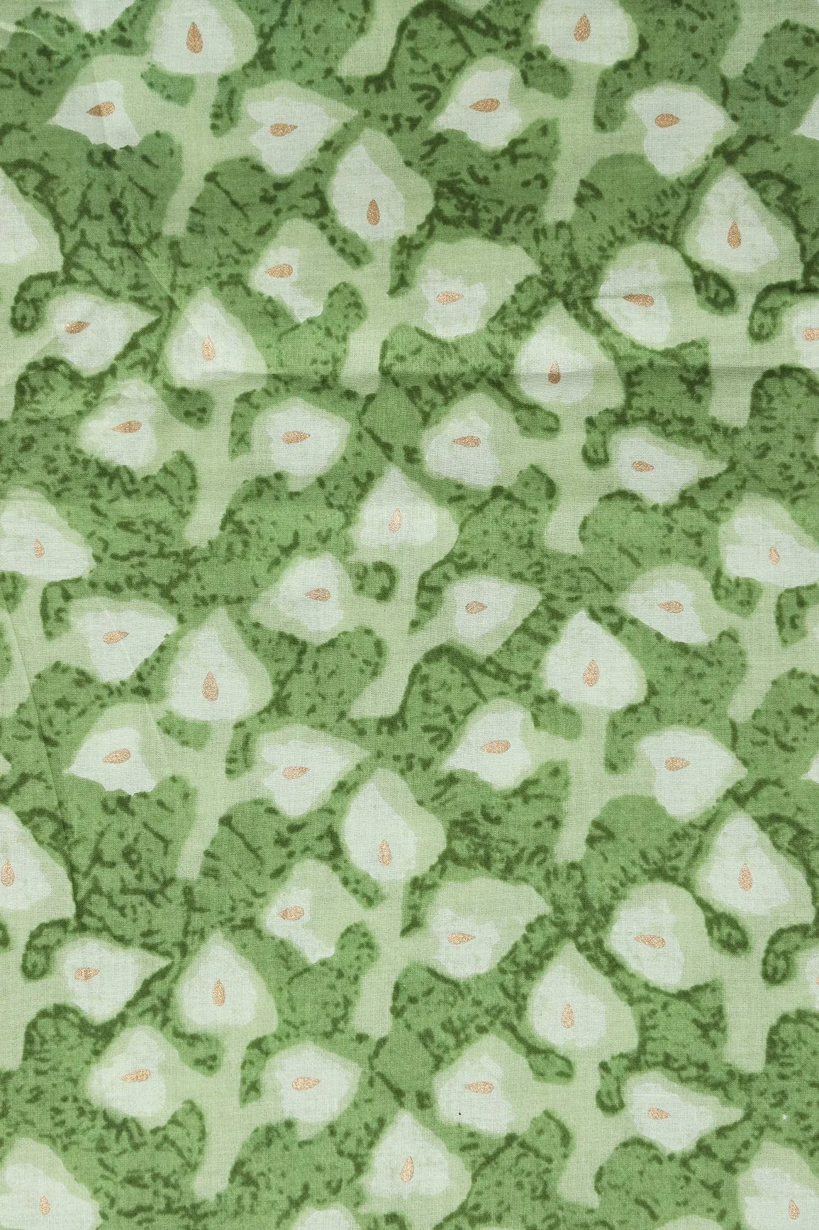 Fern Green And Mint Green Floral Print On Pure Cotton Fabric