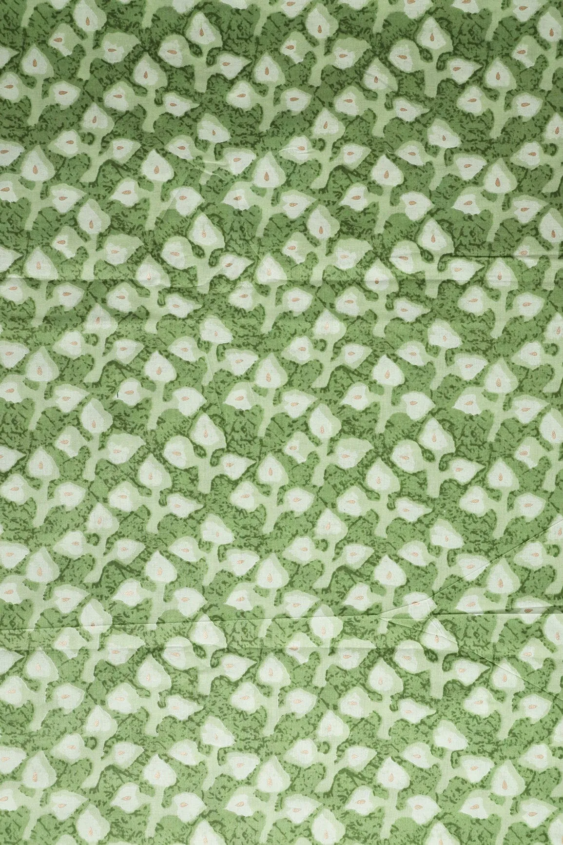 Fern Green And Mint Green Floral Print On Pure Cotton Fabric