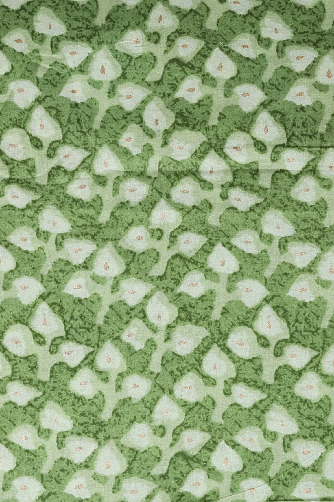 Fern Green And Mint Green Floral Print On Pure Cotton Fabric