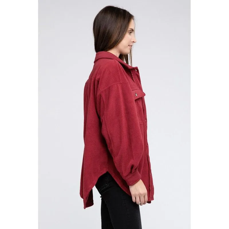 Fleece Buttoned Down Oversized Jacket