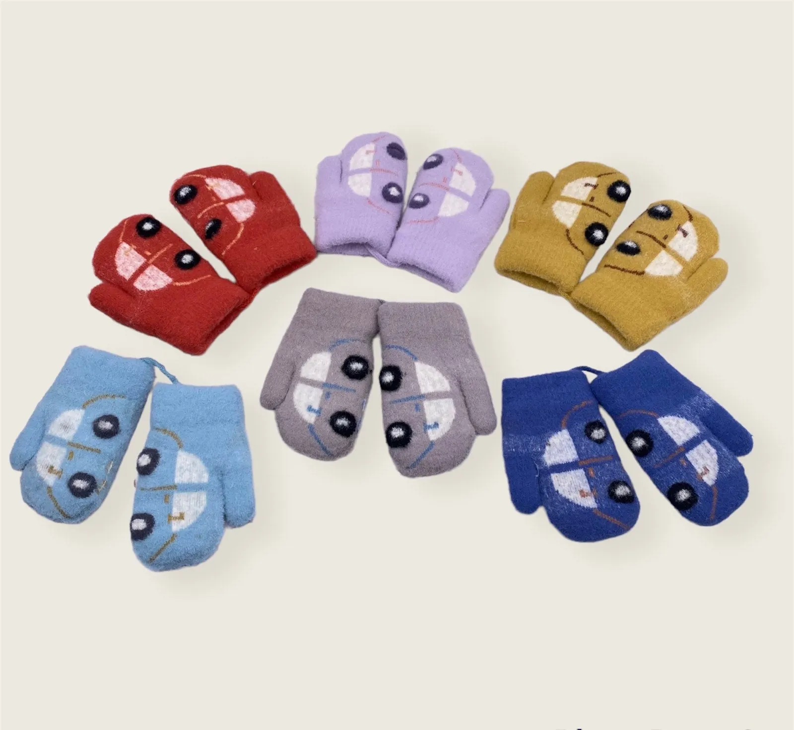 Fleece Lined Car Design Mittens for Kids, Cute Warm Gloves