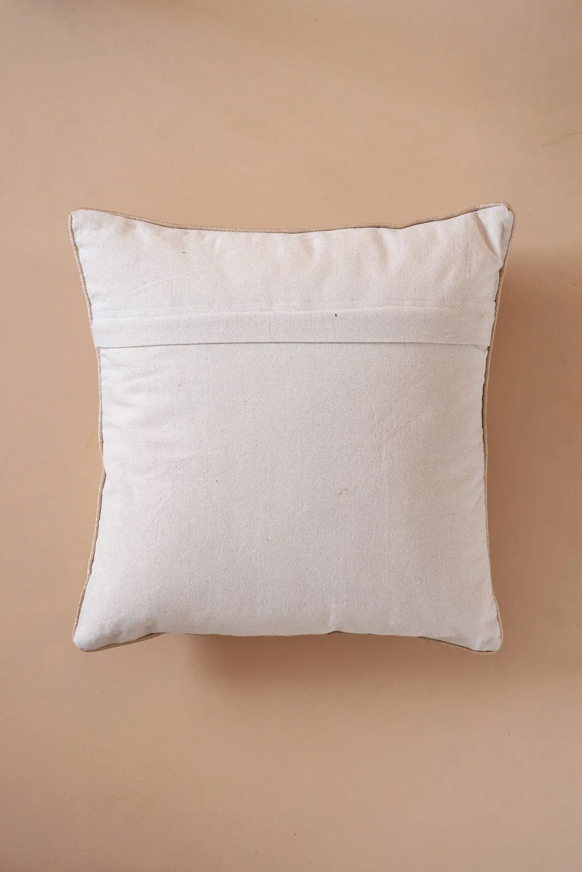 Floral Embroidery on off white cotton Cushion Cover (16*16 inches)