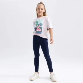 Girls Soft Cotton Navy Winter Legging