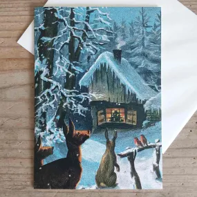 Glitter Christmas Card - Winter Gathering