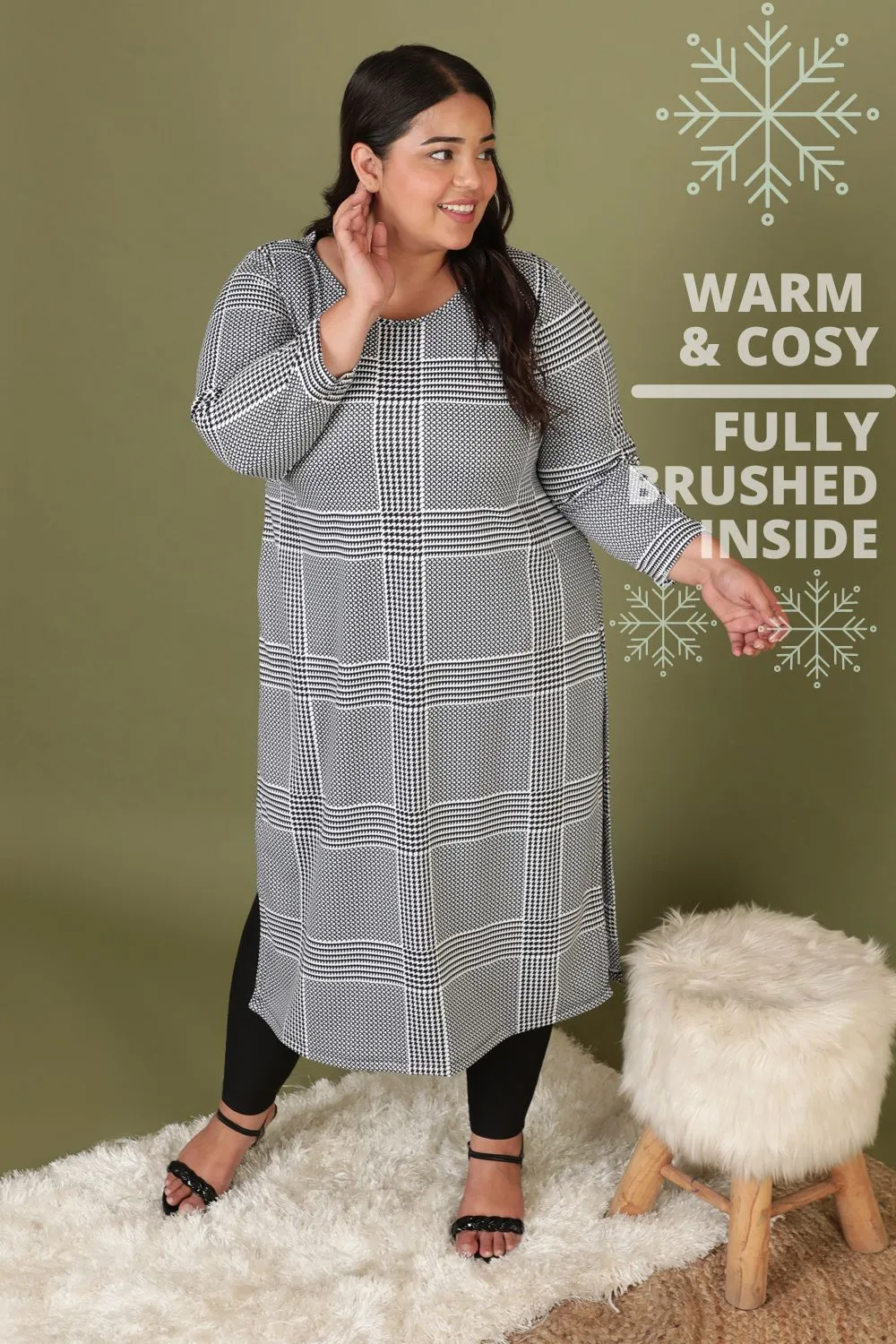 Hounsdtooth Play Woolen Winter Kurti