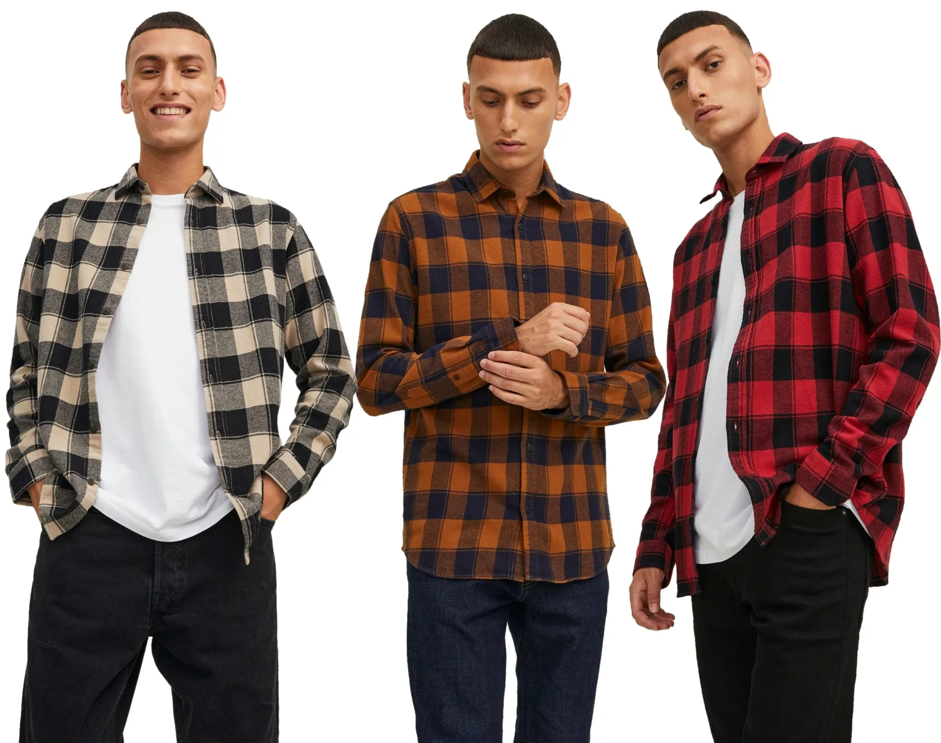 Jack & Jones Mens Shirt 'JJ Plain' Autumn Buffalo Check